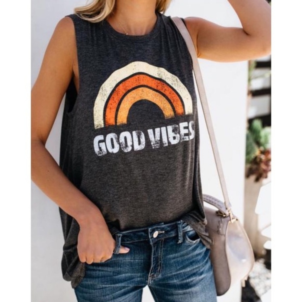 🌟HP🌟VSCO Girl "Good Vibes" Tank - Picture 2 of 6